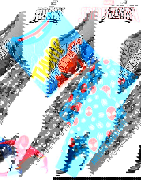 Marvel Unisex Kids Blue Spider-Man Short Sleeve Long Leg Pyjama Set