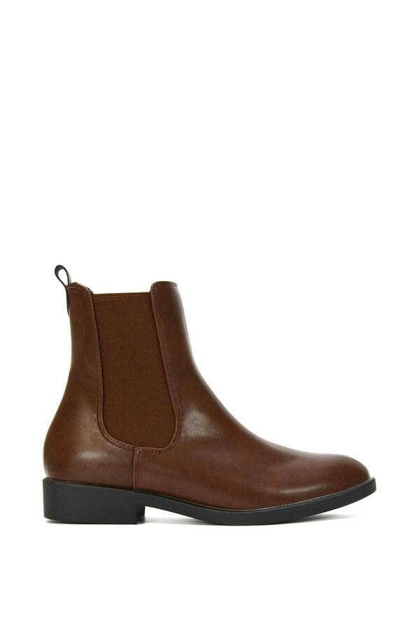 XY LONDON Chelsea Flatform Ankle Boots Pull On - Brown