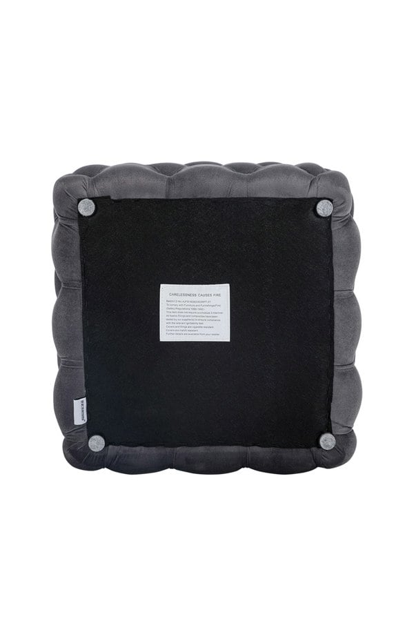 Living and Home Velvet Upholstered Buttoned Footstool