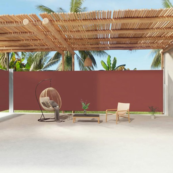 Berkfield Retractable Side Awning Brown 220x1200 cm