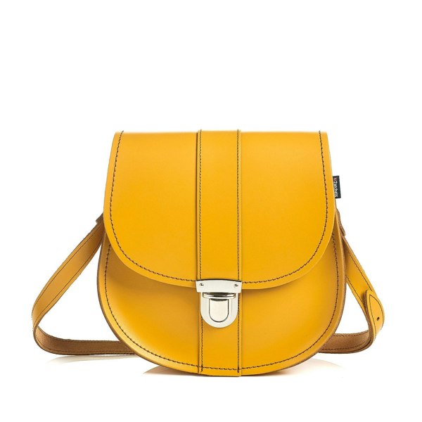 Zatchels Handmade Leather Pushlock Saddle Bag - Yellow Ochre