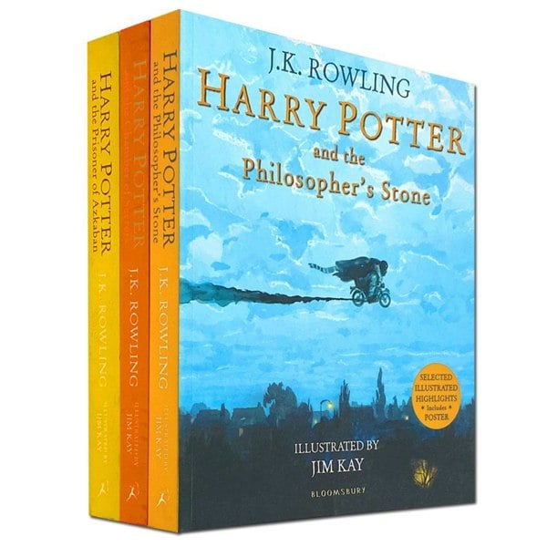 Harry Potter Illustrated 4 Books PAPERBACK (Harry Potter and The Chamber of Secrets, The Philosophers Stone, The Prisoner of Azkaban, Goblet of Fire)