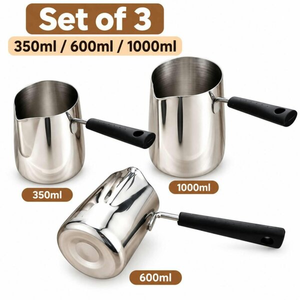 Dyzi 3pc Stainless Steel Milk Frothing jugs Silver