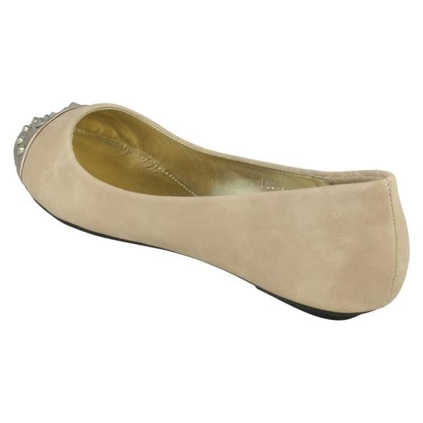 Spot On Ladies Spot On Flat Casual Ballerina Studded Metal Toecap