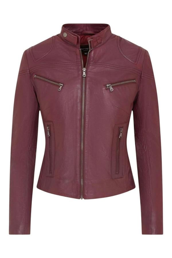 Infinity Leather Women's Casual Slim-Fit Leather Biker Jacket-Tulsa