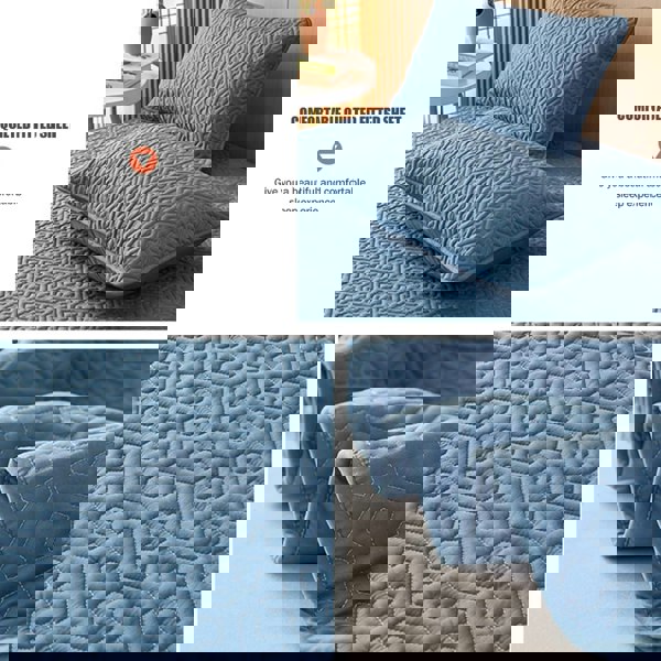 Anyhouz Anycozy Mattress Cover Blue King Size Pure Cotton Soft Quilted Bed Sheet Anti-bacterial Protector Cover