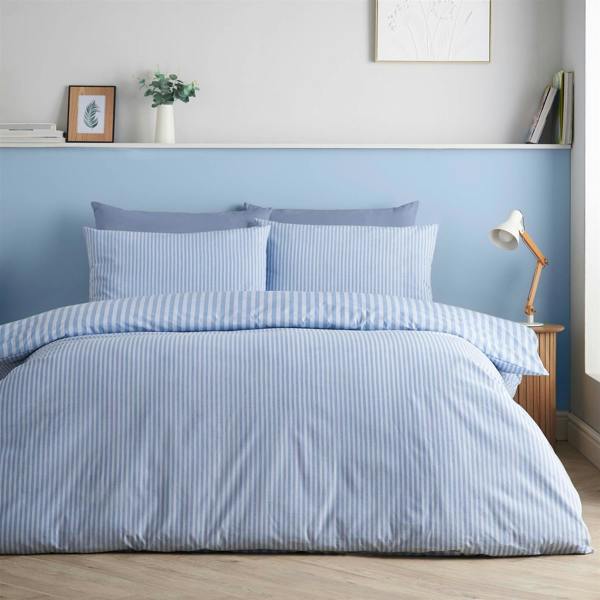 Epping Textured Stripe Blue Duvet Cover Set