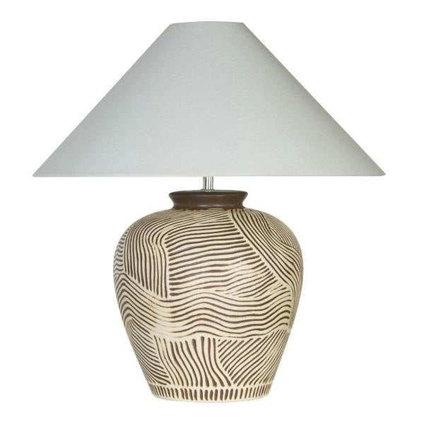 Pagazzi Lighting Tangier Cream & Brown Ceramic Table Lamp
