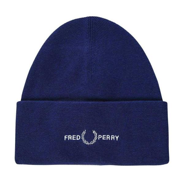 Fred Perry Unisex Adult Graphic Logo Beanie - French Navy - 