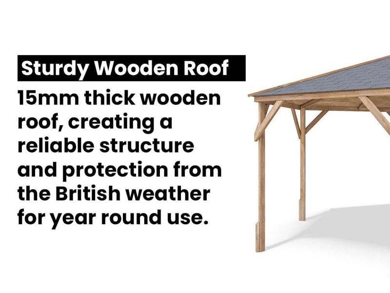 Dunster House Garden Bar Gazebo 4m x 3m Utopia Heavy Duty Garden Shelter with Log Bar Included