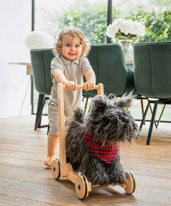 Boy pushing scottie dog 