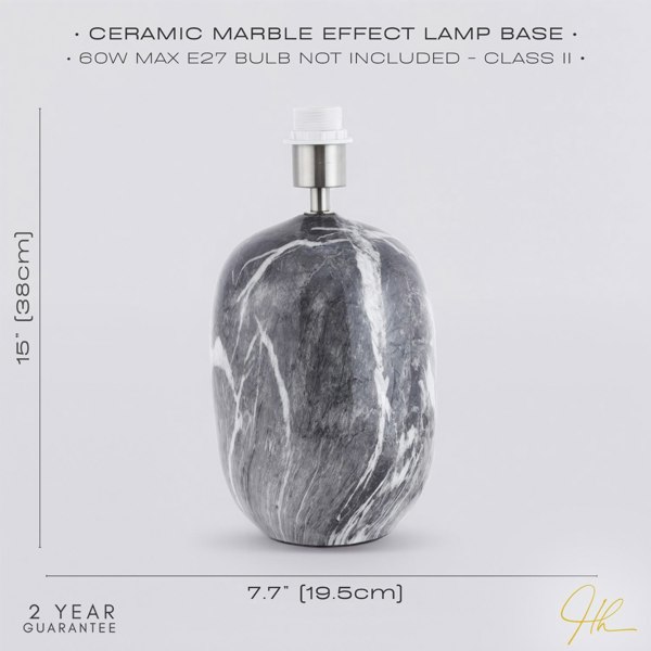 Marble Effect Ceramic Table Lamp Base with Gloss Glazing and Satin Nickel Trim Image 6