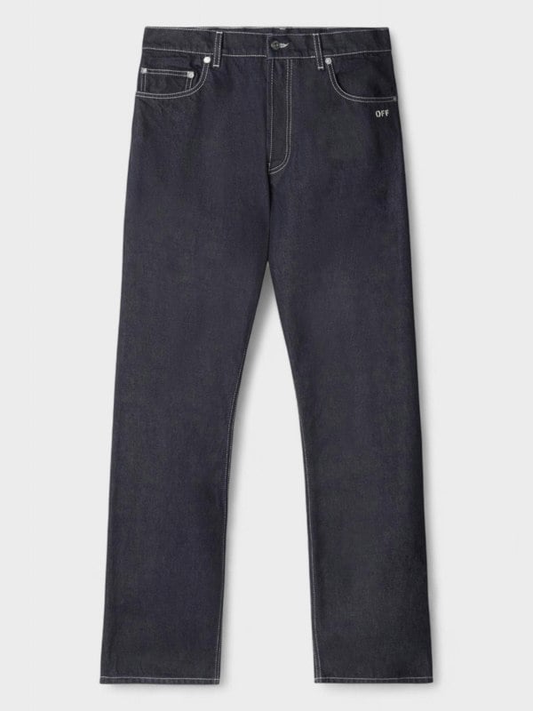 Off - White Off Embroidered Loose Jeans Blue - Supplied FashionOFF - WHITE