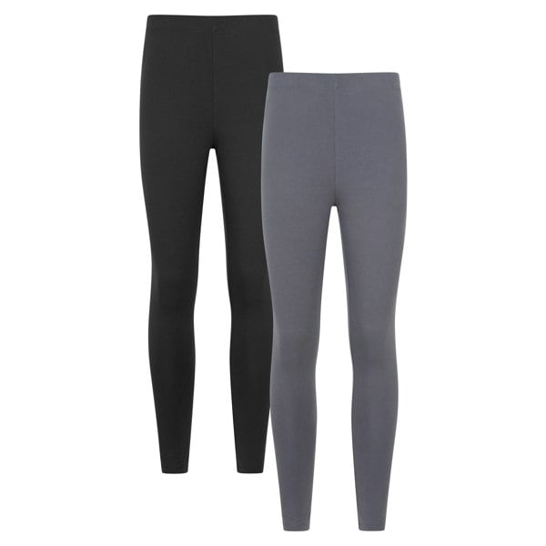 Mountain Warehouse Women's Cotton Blend Leggings (Pack of 2) - Grey/Black