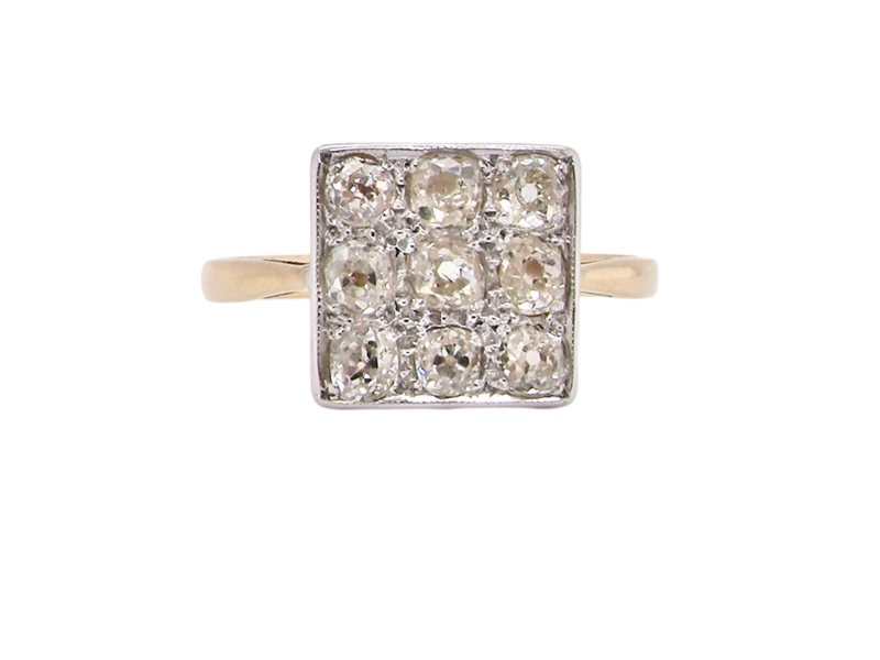 Vintage Tom A square head Diamond Cluster ring