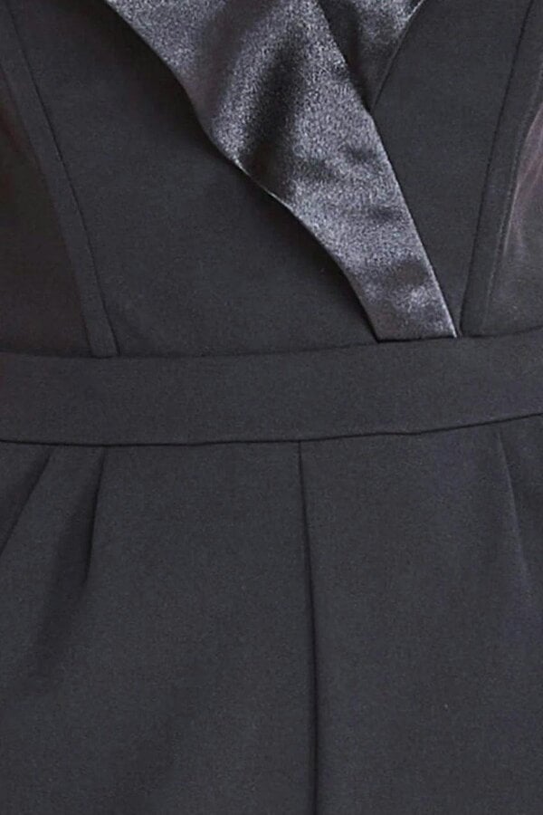 Goddiva Satin Collar Scuba Jumpsuit - Black by Goddiva