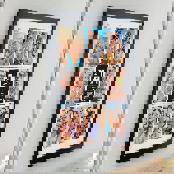 Personalised Memento Company Personalised Big Number Multi Photo Upload Black Poster Frame