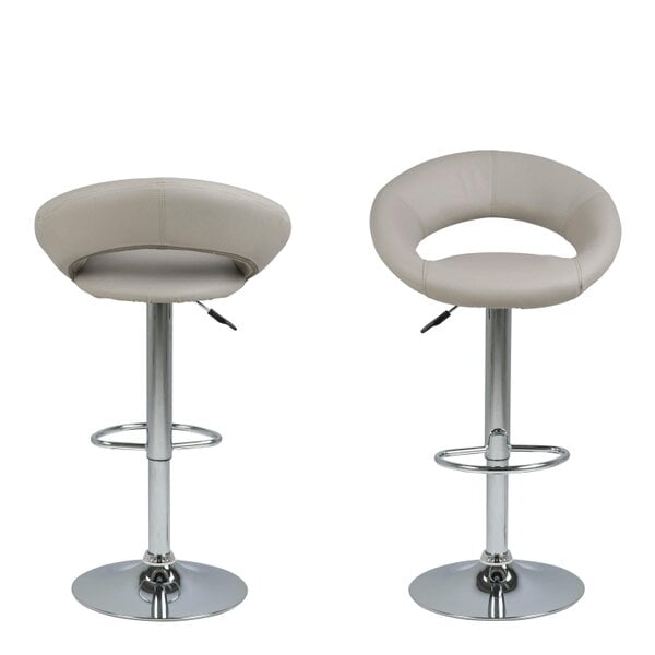 Wyld Haus Set of 2 Jorah Light Grey Faux Leather Swivel Bar Stool Open Back