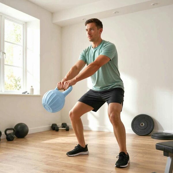 Kettlebell for Strength Training Kettle Bell with Non-Slip Handle 10 kg Blue