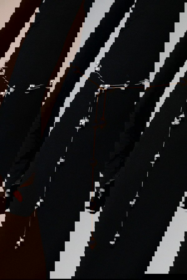 SVNX Minimal Pearl Chain Belt In Gold