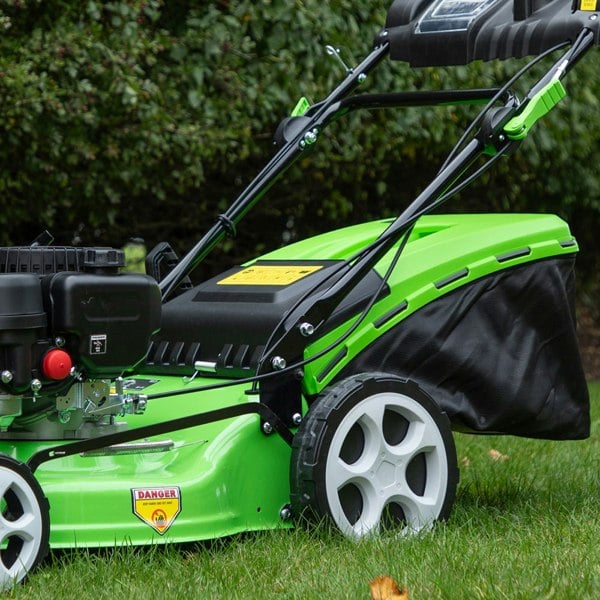 51cm 171cc 4-Stroke Petrol Lawnmower - Hand-Propelled Manual Grass Cutter Mower - LoopsDirect