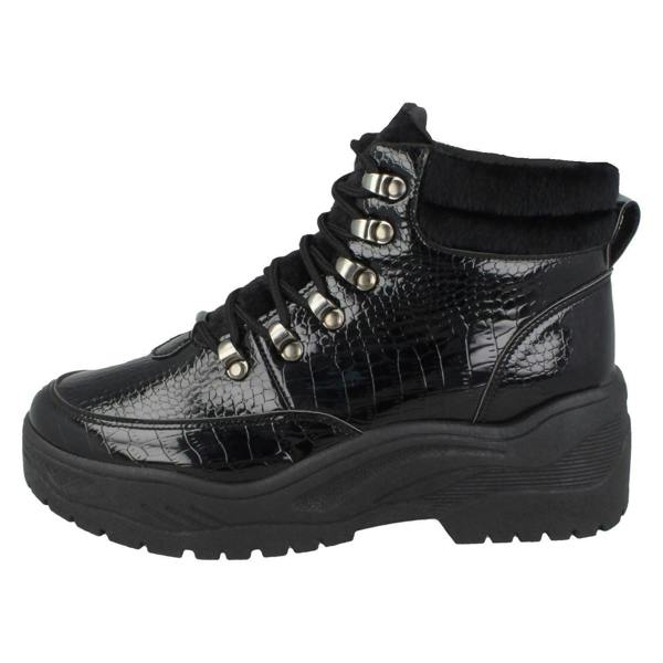 Spot On Ladies Spot On Flat Chunky Sole Ankle Boots F4437
