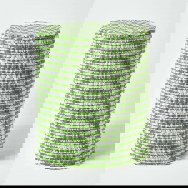 HOMESCAPES Gingham Check Round Pouffe Cotton - 40 x 42 cm