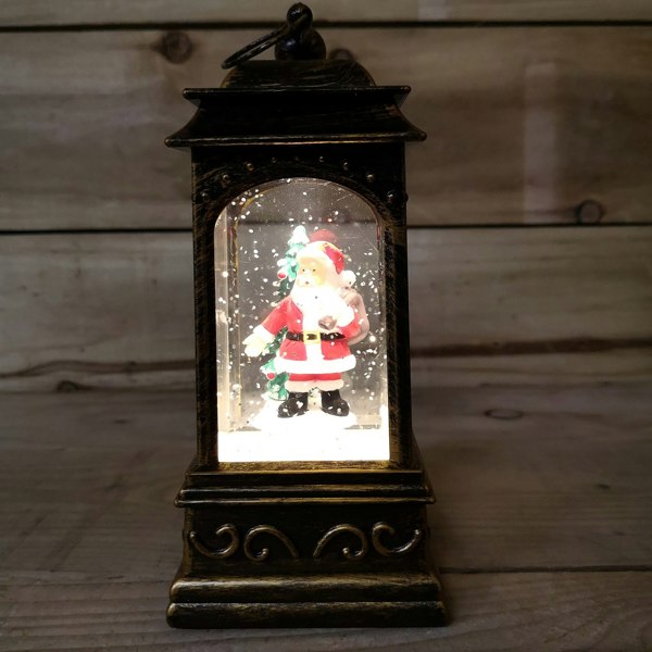Samuel Alexander 21cm Dual Power Glitter Water Spinner Lantern Christmas Decoration - Santa