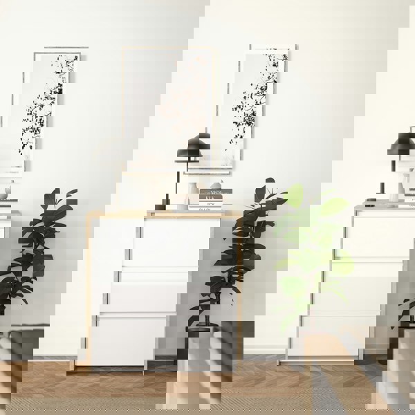 Furniture To Go Next Chest 3 Drawers Jackson Hickory White high gloss