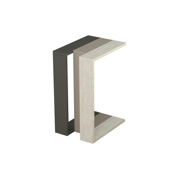 Decortie Muju Modern C Shape Table Oak Effect Gold Marble Effect Mocha Grey Multipurpose  H 57cm