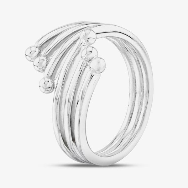T. H. Baker Sterling Silver Six Row Bead Edge Ring SR07052A