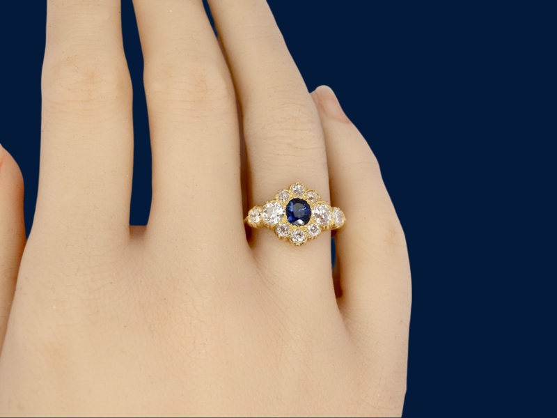 Vintage Tom An antique Sapphire and Diamond cluster ring