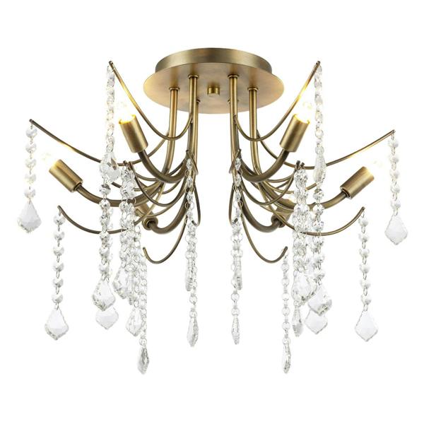 Elegant Semi Flush Chandelier Ceiling Light in Matte Antique Brass Image 4