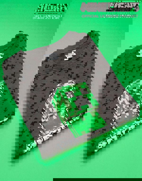 Minecraft Boys Grey Creeper Short Sleeved T-Shirt