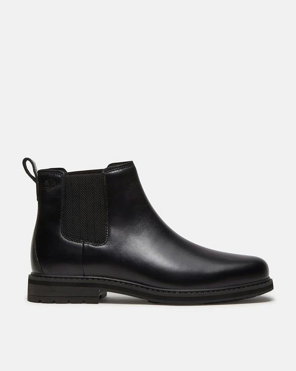 Timberland Stormbucks Mens Full Grain Leather Mid Chelsea Boots - Black | CHO | Designer Mens Chelsea Boots