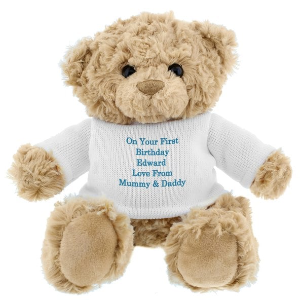 Personalised Memento Company Personalised Message Teddy Bear - Blue