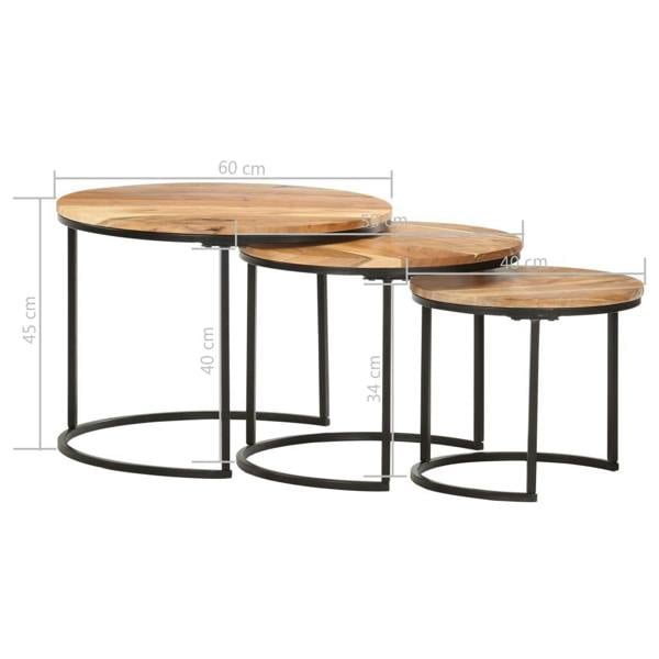Berkfield Nesting Tables 3 pcs Solid Acacia Wood