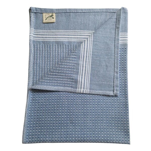Cotton and Olive Tuana Cotton Hammam Hand Towel, Blue | Set of 2