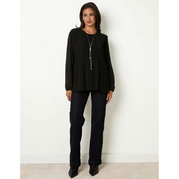 Blue Vanilla Long Sleeve Pleated Top