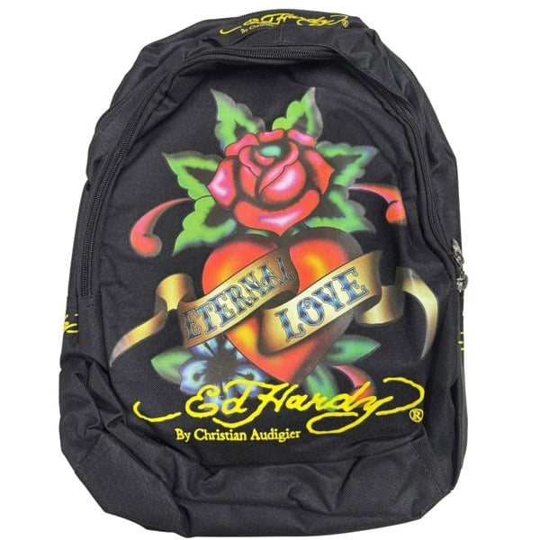 Ed Hardy Black Backpack Eternal Love Kids Bag