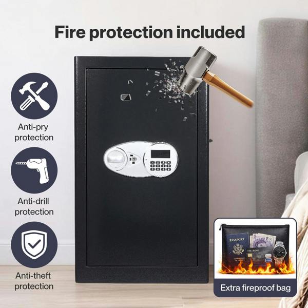 Levede 85L Safe Fireproof Security Box Home Office Cash Lock Deposit Password