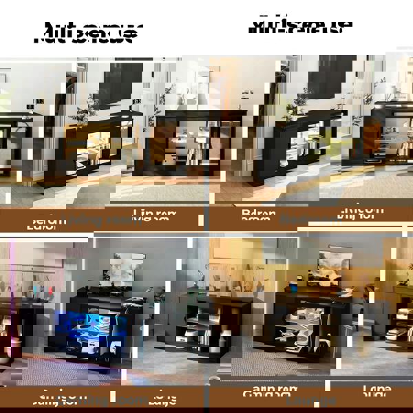 Levede TV Stand Entertainment Unit TV Cabinet Stand Storage with LED 140cm Black