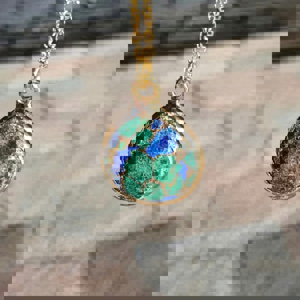 18ct Gold Vermeil Plated Azurite & Malachite Necklace