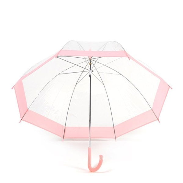 Pink Stripe Clear Dome Umbrella Under Canopy