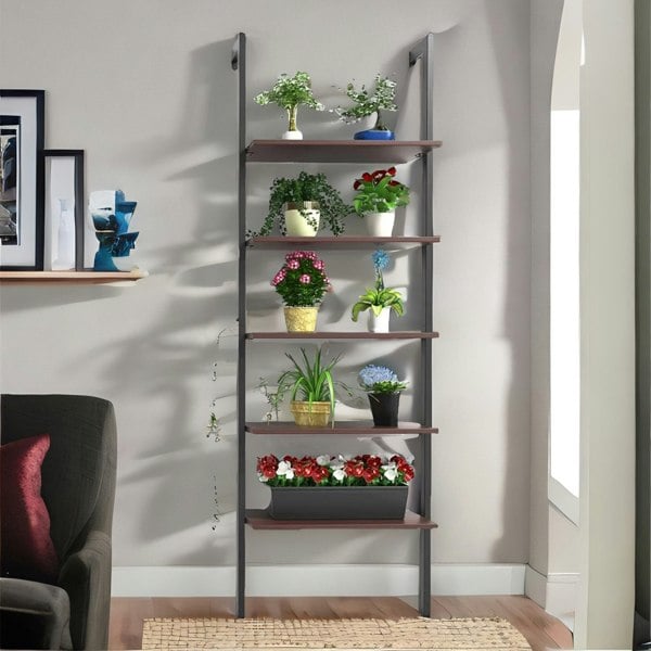 Rafaelo Mobilia 5 Tier Wall Mounted Storage Ladder Shelf For Living Room