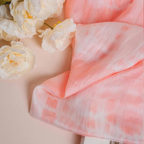 Peach Shibori Silk Scarf – Hand-Dyed Mulberry Silk, Beach & Resort Wrap