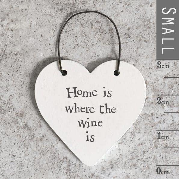 Mini Wooden Heart – Home is Where the Wine Is Hanging Sign