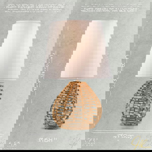 Brown Twisted Paper Table Lamp with White Linen Fabric Drum Shade Image 6