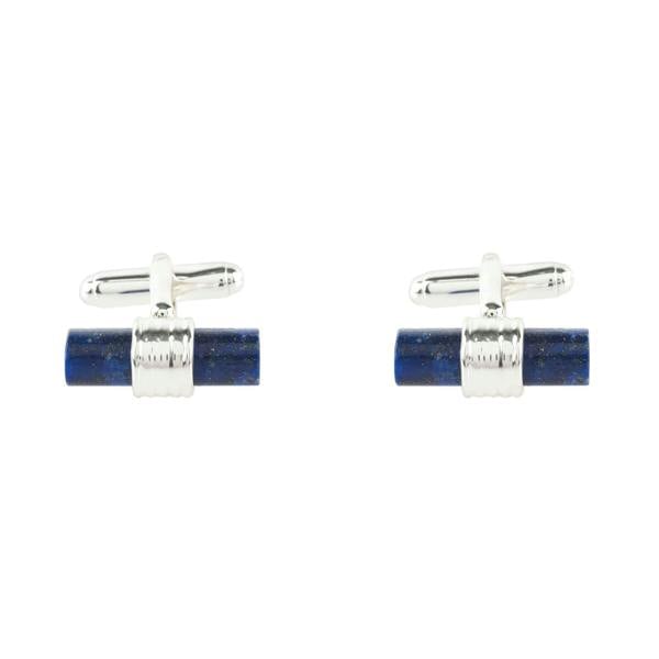 Cylindrical Cufflink Silver Blue Lapis Lazuli - LATELITA Cufflinks