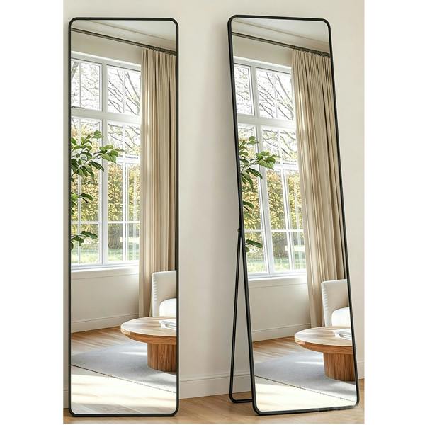 Gr8 Home 150x40cm Full Length Freestanding Dressing Mirror Black Frame Floor Standing Bedroom Mirror